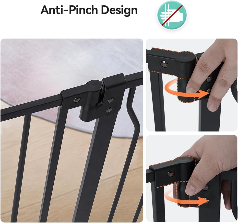 COMOMY 29.5-43.7" Pet Gate with Adjustable Cat Door for Stairs Doorways
