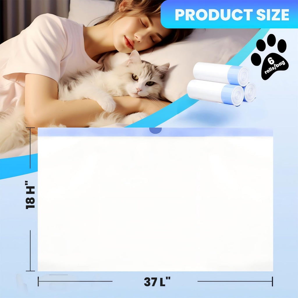 60 Pack Large litter box liners - 3MIL Extra Thick Leakproof Litter Box Liners, 31"x18" Heavy Duty Drawstring Cat Litter Liners, Odor Control Disposable Kitty Litter Bags 6 Roll