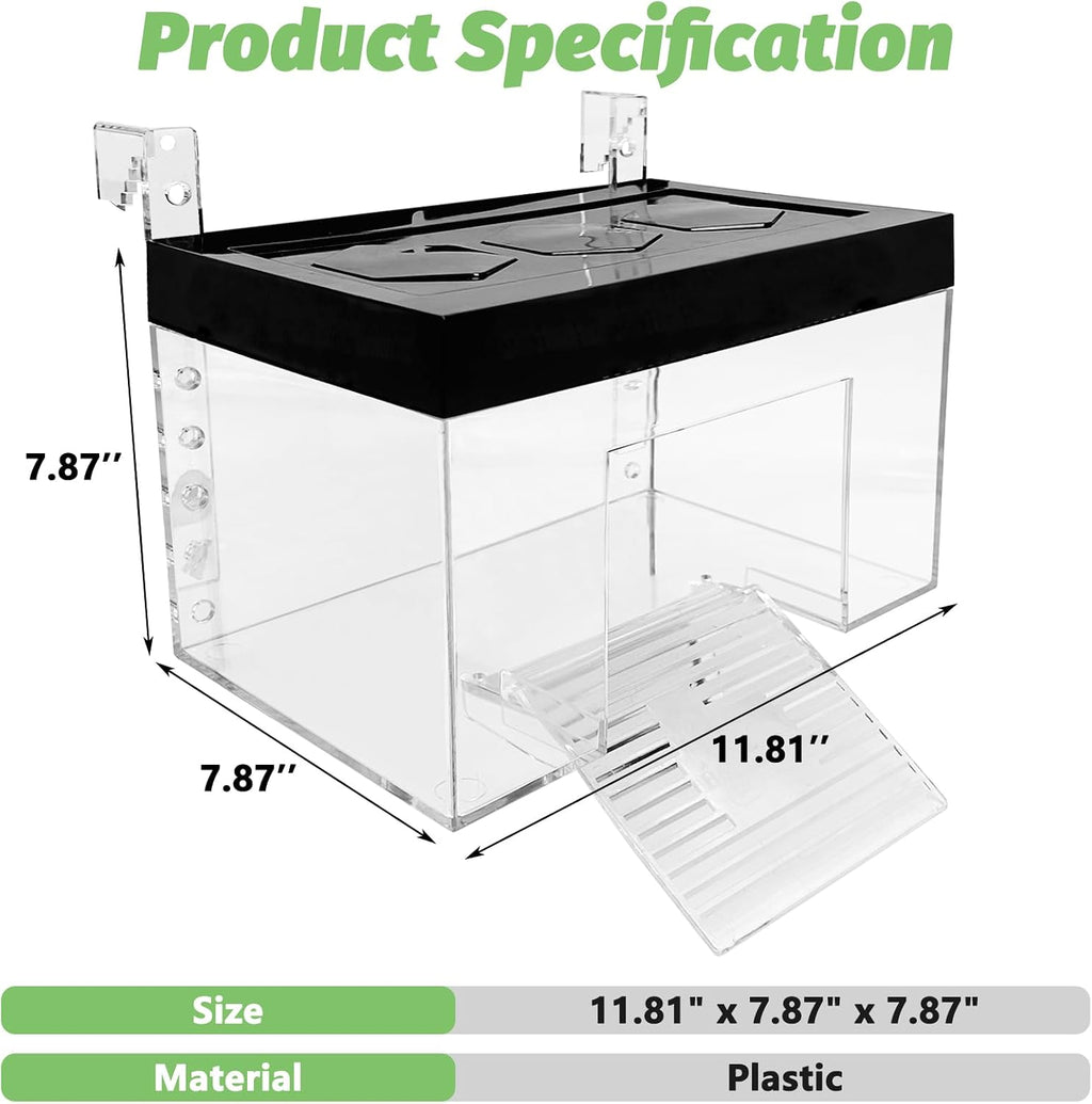 Turtle Basking Platform 11.81 x 7.87 x 7.87inch Hanging Basking Platform for Aquatic Turtles with Lid and Ramp Adjustable Reptile Ramp Dock Turtle Tank Accessories (Large)