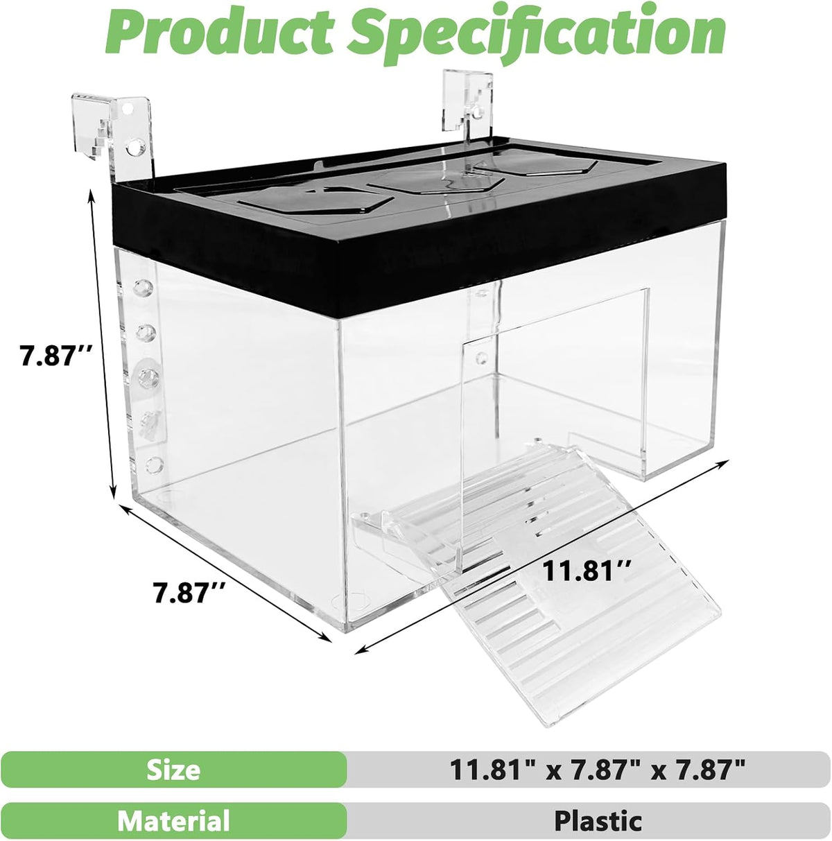 Turtle Basking Platform 11.81 x 7.87 x 7.87inch Hanging Basking Platform for Aquatic Turtles with Lid and Ramp Adjustable Reptile Ramp Dock Turtle Tank Accessories (Large)