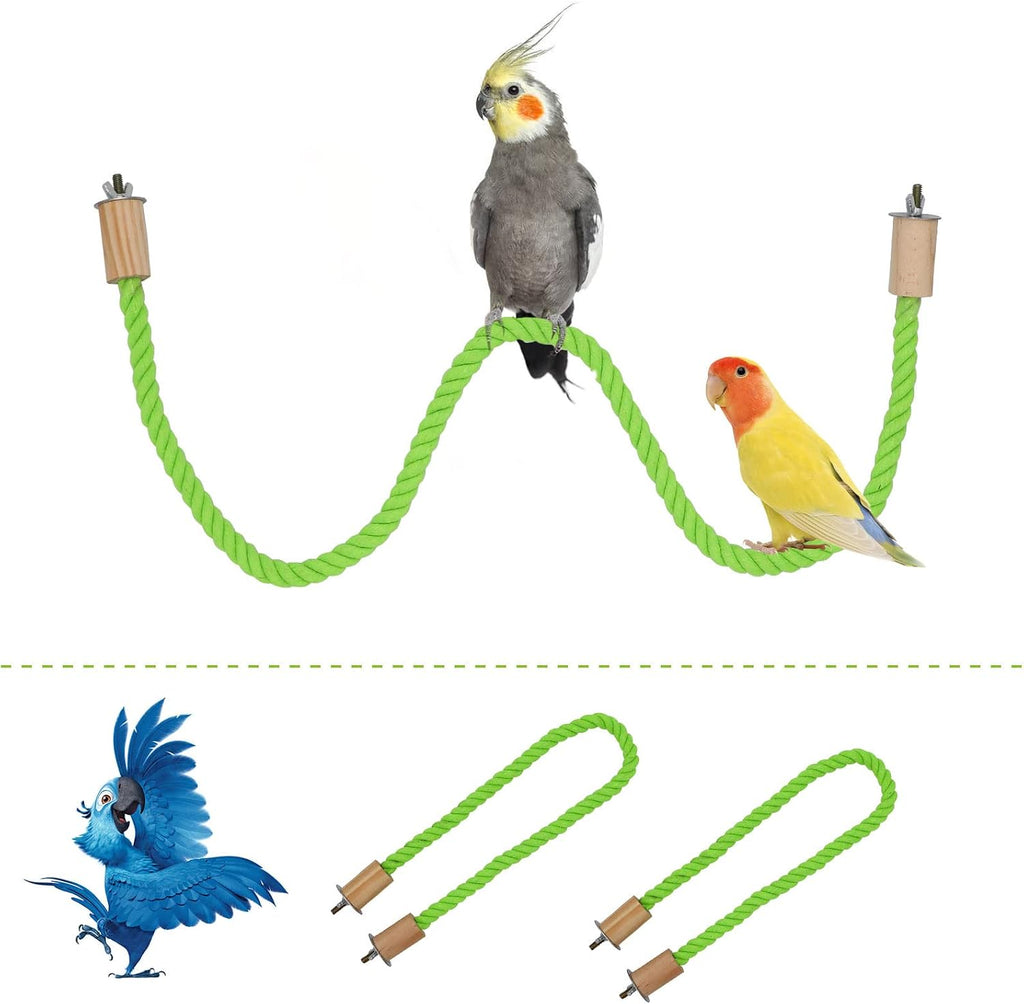 2 Pack Bird Hemp Rope Perch Swing, Bird Cage Stand Pole Accessories, Paw Grinding Standing Climbing Perch for Parrot, Parakeet, Budgies, Lovebirds(23.62"/60 cm)