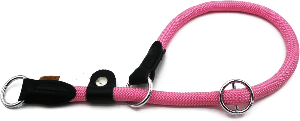 Braided Round Martingale Dog Collar, Training Collar with Slidable Stop Ring and Adjustable Stopper - Ideal for Medium Dogs (M(1/3") - 18" Long, Light Blue)