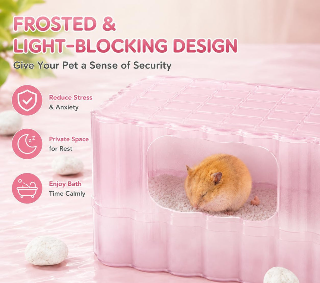 Hamster Sand Bath Container, Small Animal Dust Bath House with Scoop, White