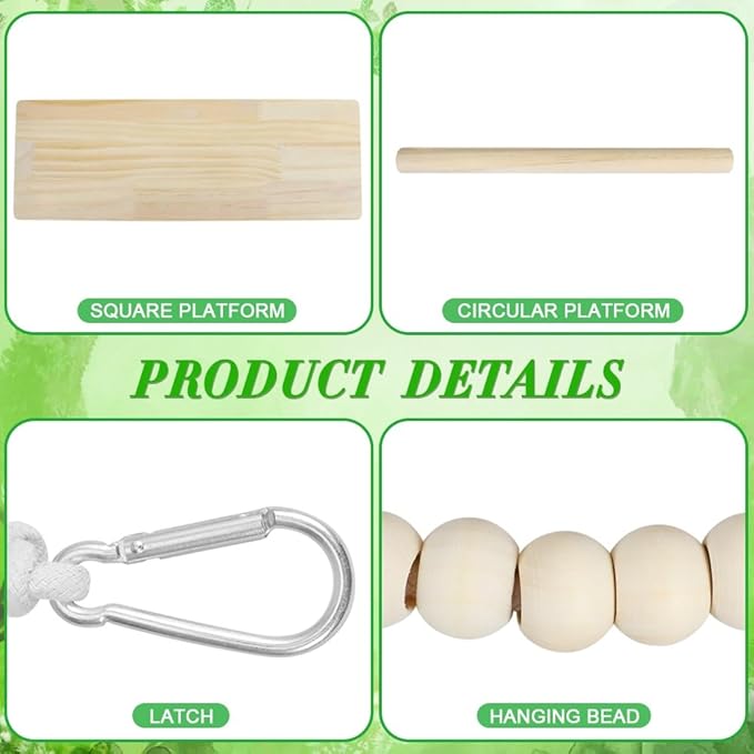 3PCS Chicken Swing, Natural Wood Chicken Toys - Image 4