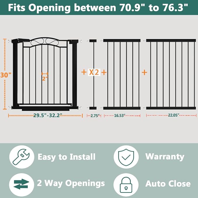 Fairy Baby 70.9"-76.3" Extra Wide Baby Gate - Image 2