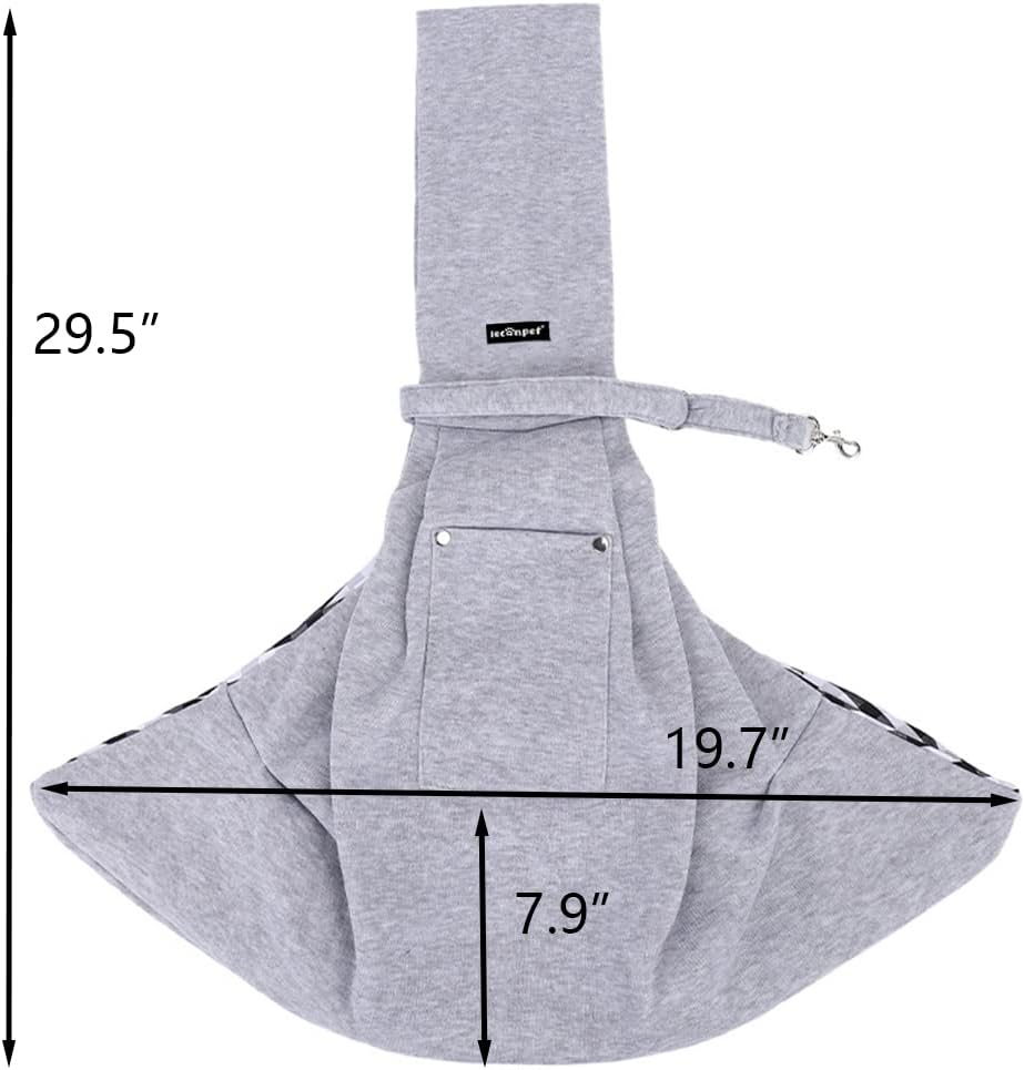 Leconpet Dog Sling Carrier Shoulder Bag for Pets with Mobile Phone Pocket Safety Buckle Security Lock, Suitable for Puppy, Small Dogs, and Cats for Outdoor Travel (Grey)