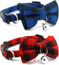 2-Pack Plaid Cat Collar with Bell and Bow, Breakaway Kitten Collar with Bell by YOUALSO