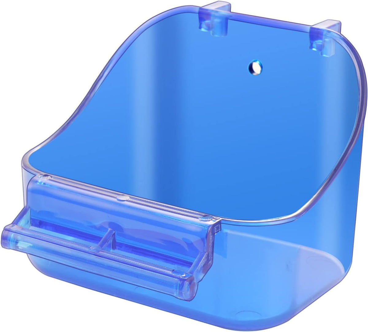 Acrylic Hanging Bird Bath for Small Birds - Bird Cage Accessory Bathing Tub for Parakeet Canary Budgerigar Lovebirds, with Fixing Screws, 5 x 3.6 x 4 Inches, Blue, 1PCS