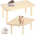 2 Sets Solid Wood Hamster Platform & Corner Platform, Small Pet Cage Accessories for Dwarf Syrian Hamsters Gerbils Mice Degus