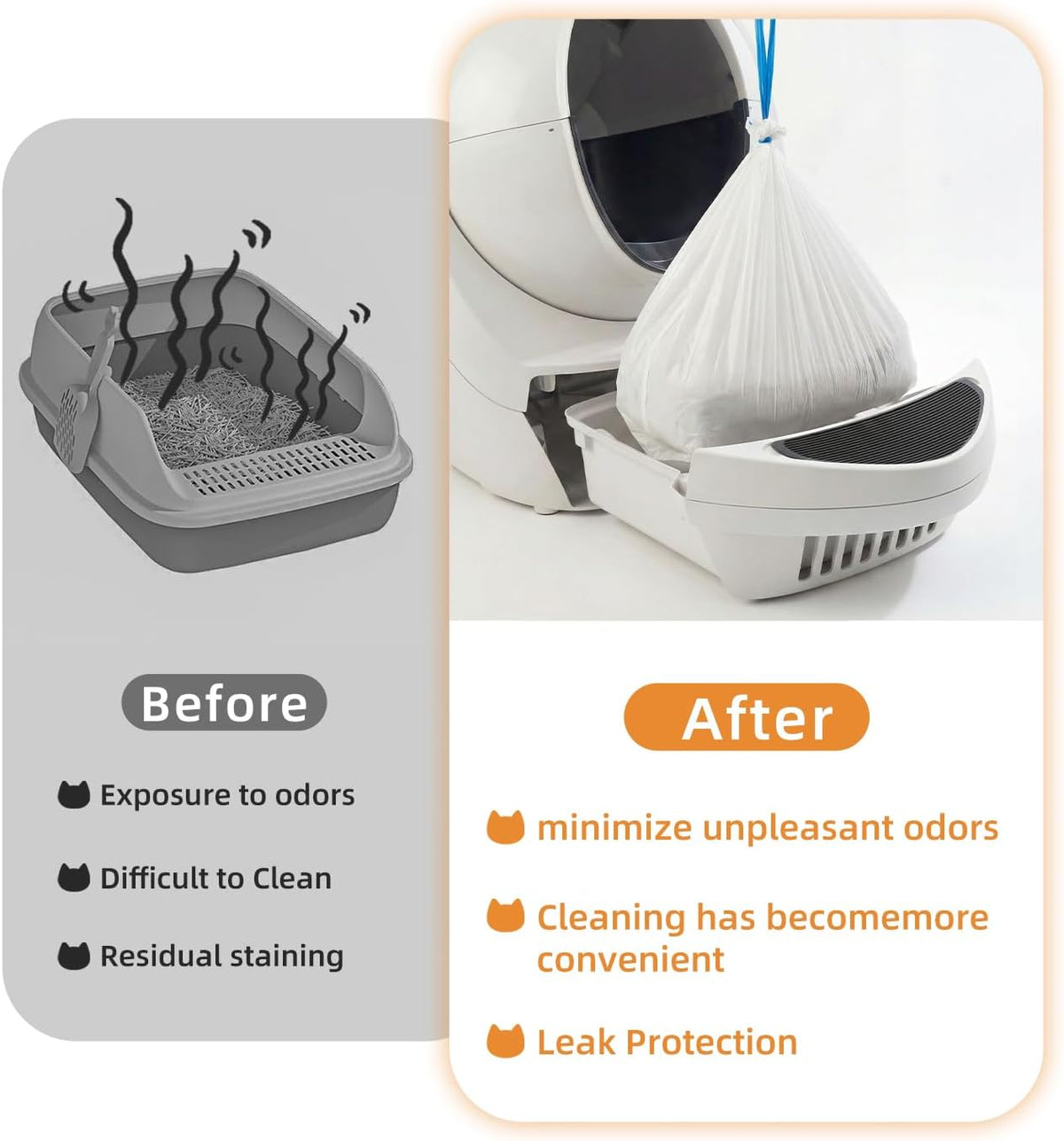 120 Count Cat Litter Bags Compatible with Automatic Litter Box Robot 3/4/5