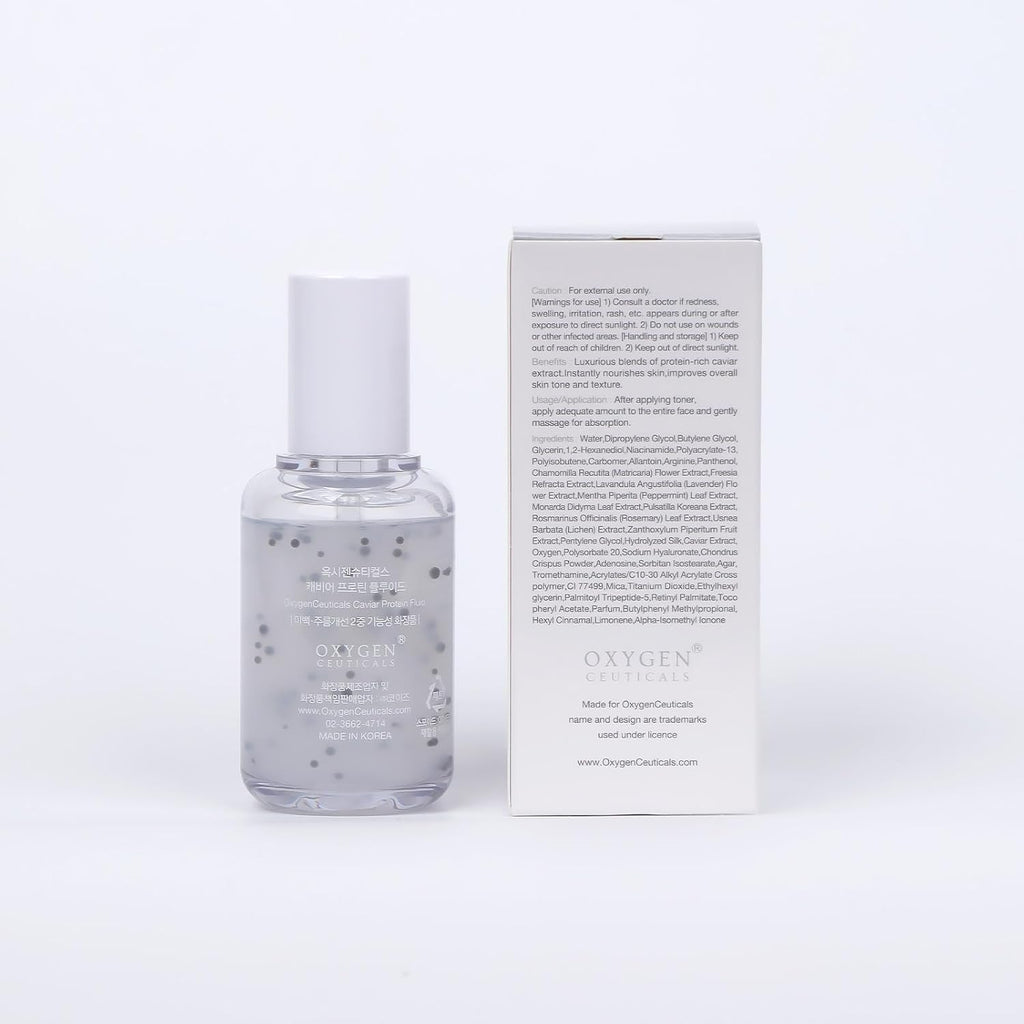 OxygenCeuticals Caviar Protein Fluid – Luxurious Ampoule with 5% Caviar Complex, Niacinamide & Adenosine, Peptide-Enriched Formula with Dissolving Collagen Capsules. 1.69 fl.oz (50ml)