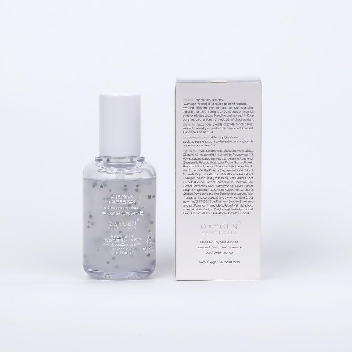OxygenCeuticals Caviar Protein Fluid – Luxurious Ampoule with 5% Caviar Complex, Niacinamide & Adenosine, Peptide-Enriched Formula with Dissolving Collagen Capsules. 1.69 fl.oz (50ml)