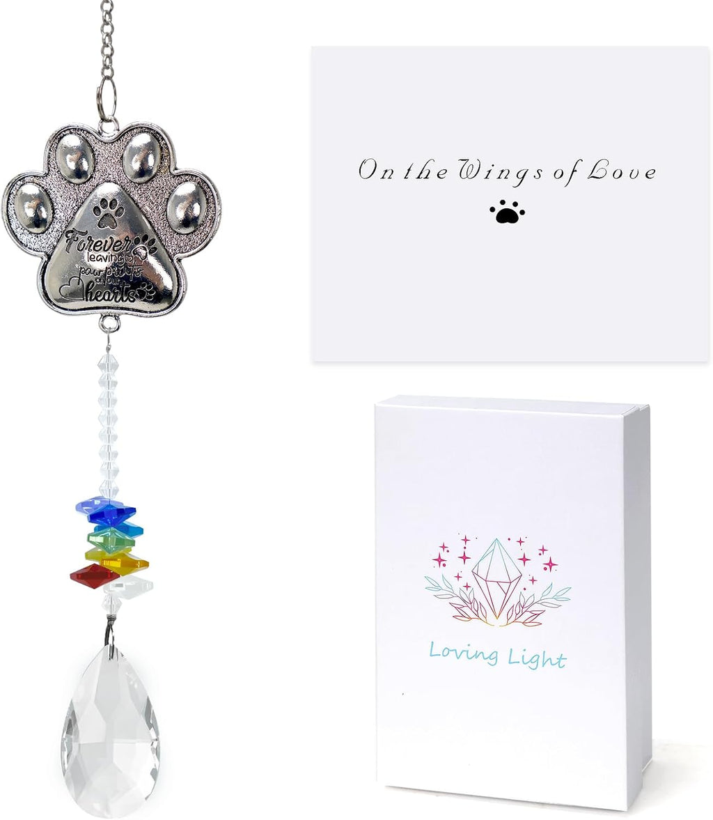 Pet Memorial Suncatcher - Loss of Pet Sympathy Gift for Dog and Cat Owners with Crystals, Indoor Window Suncatchers, Bereavement Gifts Dog Memorial (Colorful)