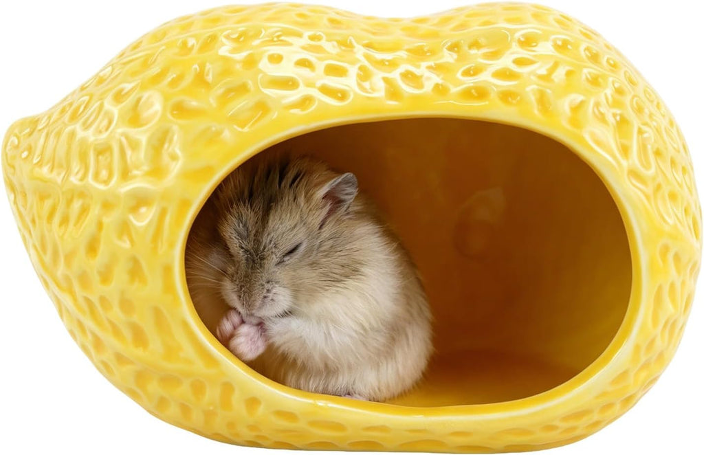 WishLotus Ceramic Hamster Hideout, Peanut Hamster House for Summer Cooling