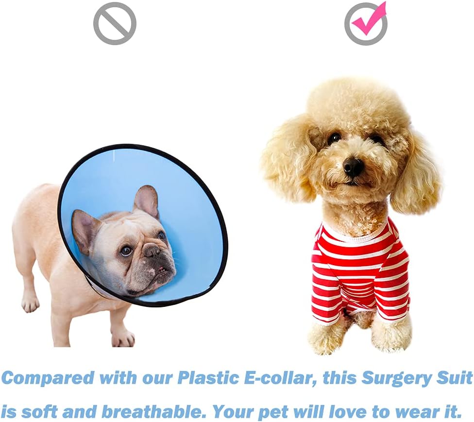 Dog’s Recovery Suit Post Surgery Shirt for Puppy, Full Coverage Dog's Bodysuit Wound Protective Surgical Clothes for Small and Medium Pets (Yellow Black Stripe-m)