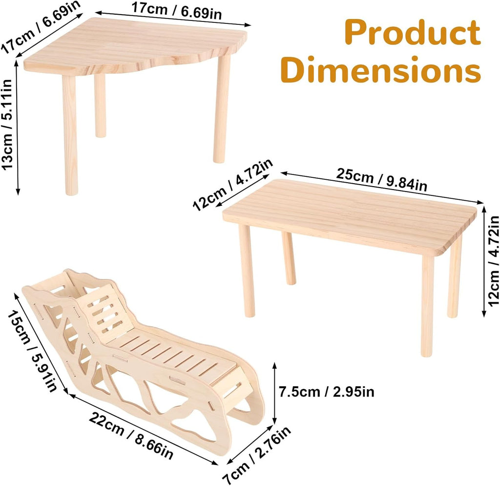 3pcs Hamster Play Wooden Platform, Hamster Game Wooden Platform Cage Accessories for Dwarf Syrian Hamsters Gerbils Mice and Other Small Pets