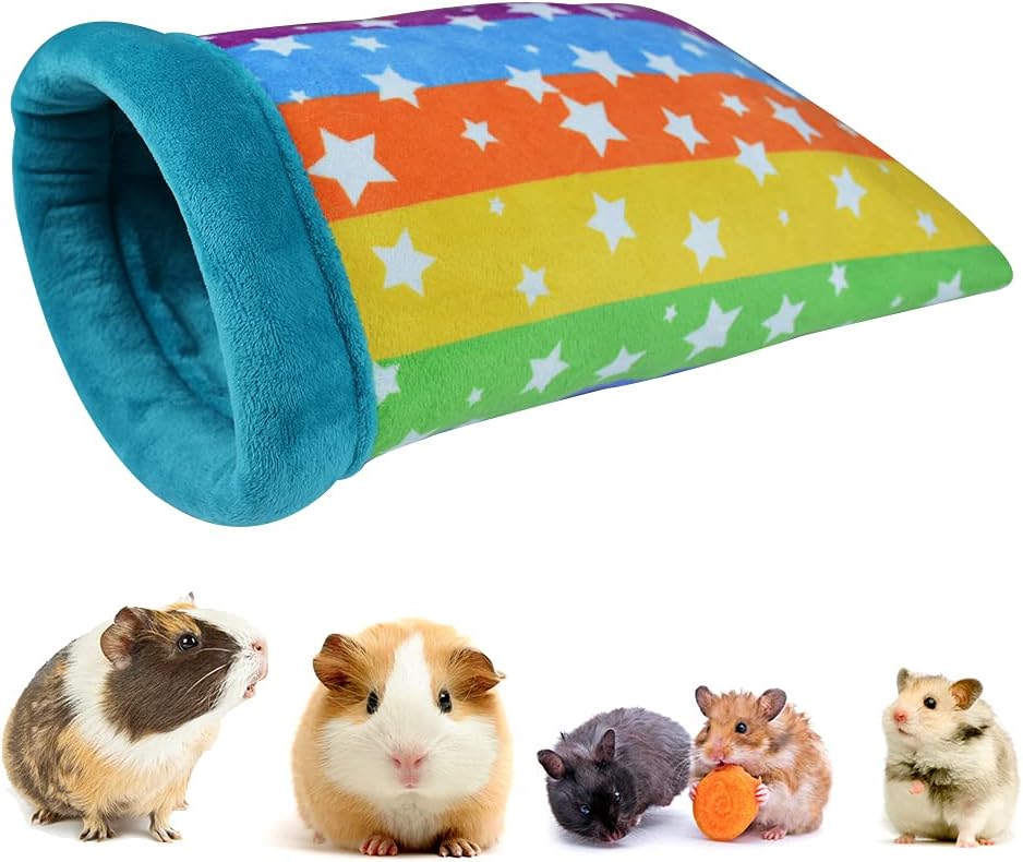 HOMEYA Hamster Sleeping Bag, Small Pet Animals Soft Flannel House Bed Nest Hideout Pouch Sack Sleeping Bed for Hedgehog Squirrel Bunny Guinea Pig Rat Warm Cage Decor Accessory (14 * 11 inch)