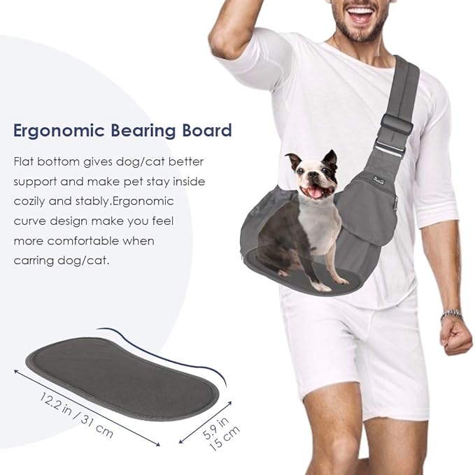 Lukovee Dog Sling Carrier, Hard Bottom Support & Adjustable Soft Padded - Image 2