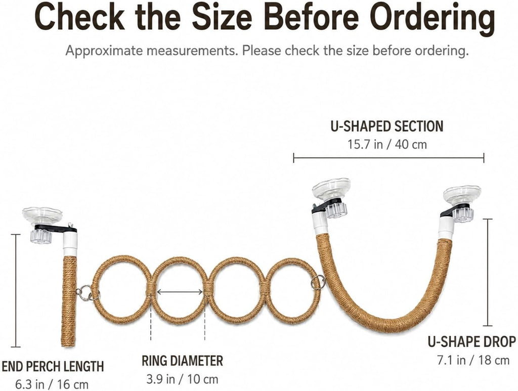 Snake Climbing Perch with 4 Rings and 3 Suction Cup Terrarium Mounts