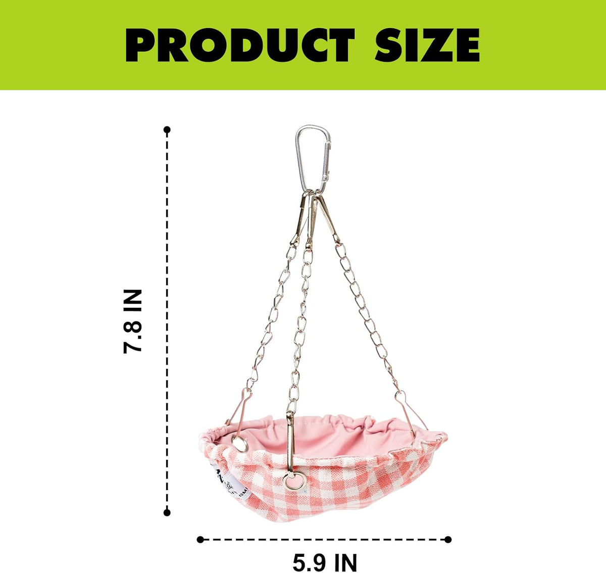 Hanging Bird Bed for Cage, Waterproof Plaid Bird Hammock, Swing Perch for Small Bird, Bird Cage Accessories, Hanging Swing Bed for Parrot, Parakeet, Canary (Pink)
