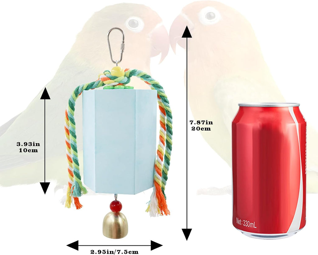 Bird Beak Grinding Stone, Parrot Chew Toys with Bells, Parakeet Toys, Cage Accessories for African Grey, Amazon Parrots, Budgies, Cockatiels, Lovebirds, Conures, Quakers, Small to Medium Birds