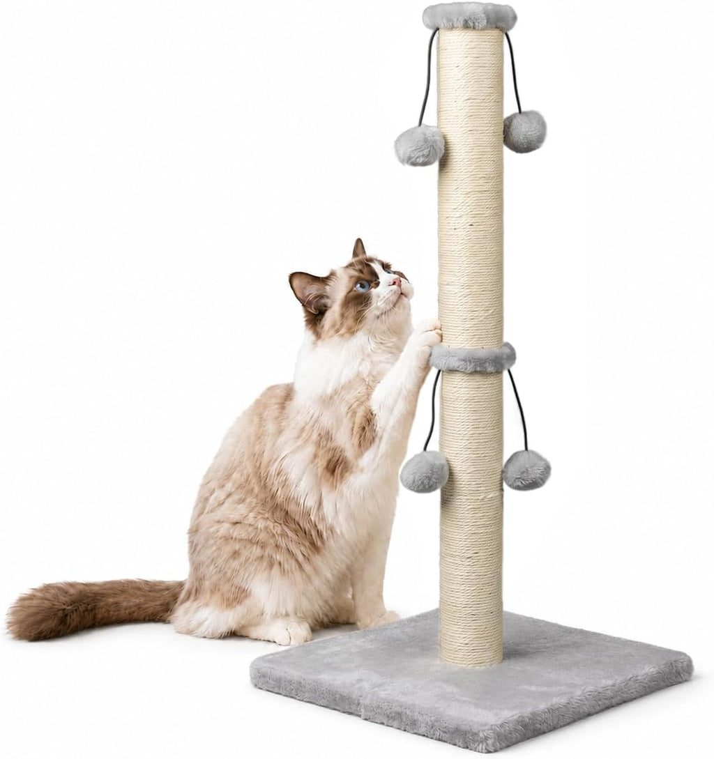 Dimaka 29in Cat Scratching Post, Sisal Scratch Post for Indoor Cats, Grey