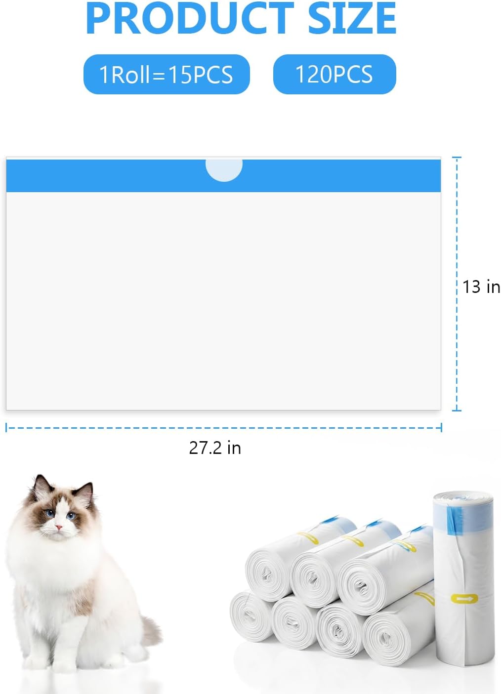 120 Count Liner Bags for PETLIBRO Luma Automatic Cat Litter Box, Cat Litter Bags, Thick Drawstring Liners for Automatic Litter Box Waste Drawer