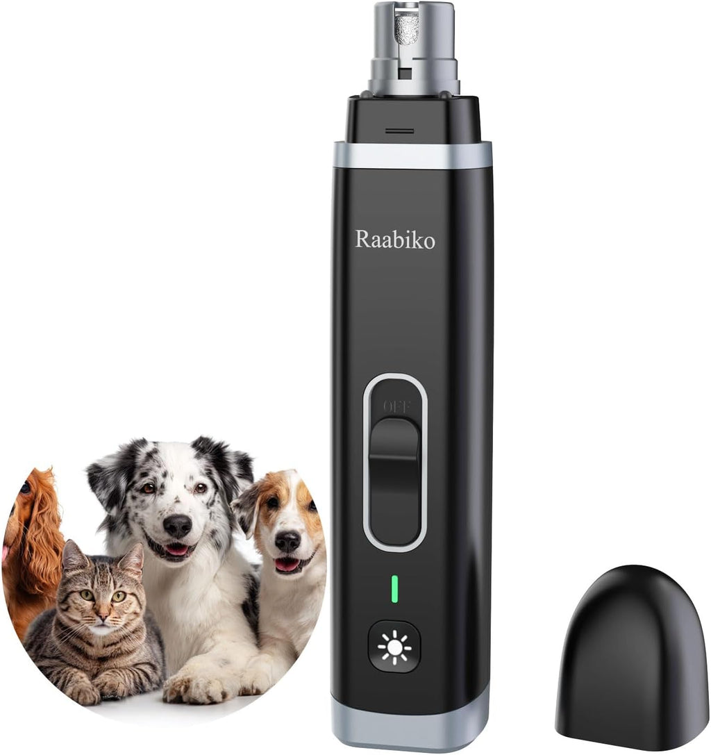 Pet Nail Grinder for Dogs & Cats, 2-Speed Electric Pet Nail Trimmer with LED Light, Painless Paws Grooming & Smoothing for Small Medium Large Dogs & Cats, Black