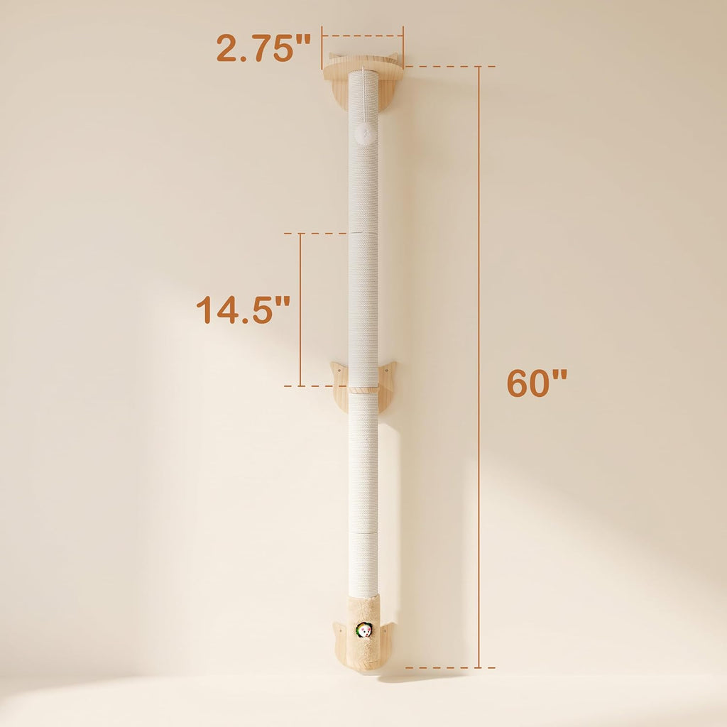 Cat Wall Climbing Post, 60" Tall Cat Climbing Wall Systems for Large Cats