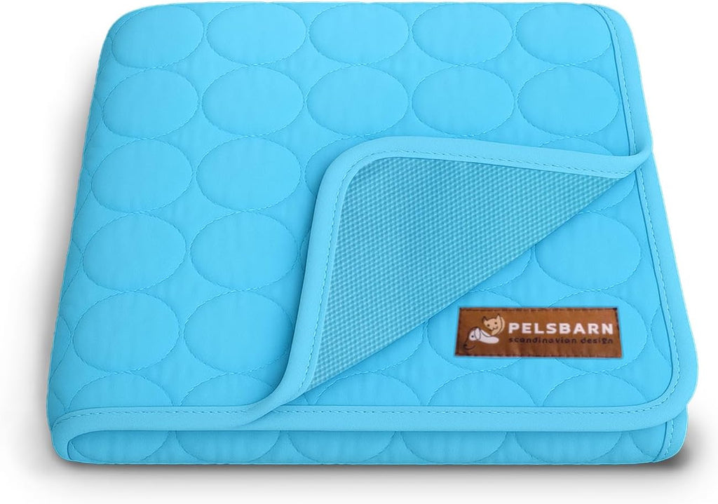 Pelsbarn Dog Cooling Mat, Ice Silk Self-Cooling Pad, Light Blue, M