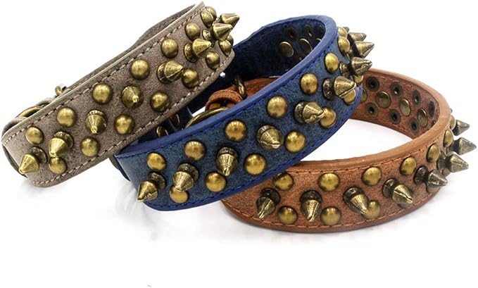 Spiked Dog Collar Soft Pu Leather Mushrooms Rivet Spike Studded Puppy - Image 4