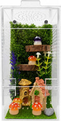 Jumping Spider Enclosure Kit, Escape-Proof Reptile Enclosure, Habitat for Spiderling, Mantis, Tarantula, Acrylic Terrarium with Magnetic Door Cribs Ventilation Spider House(Small)