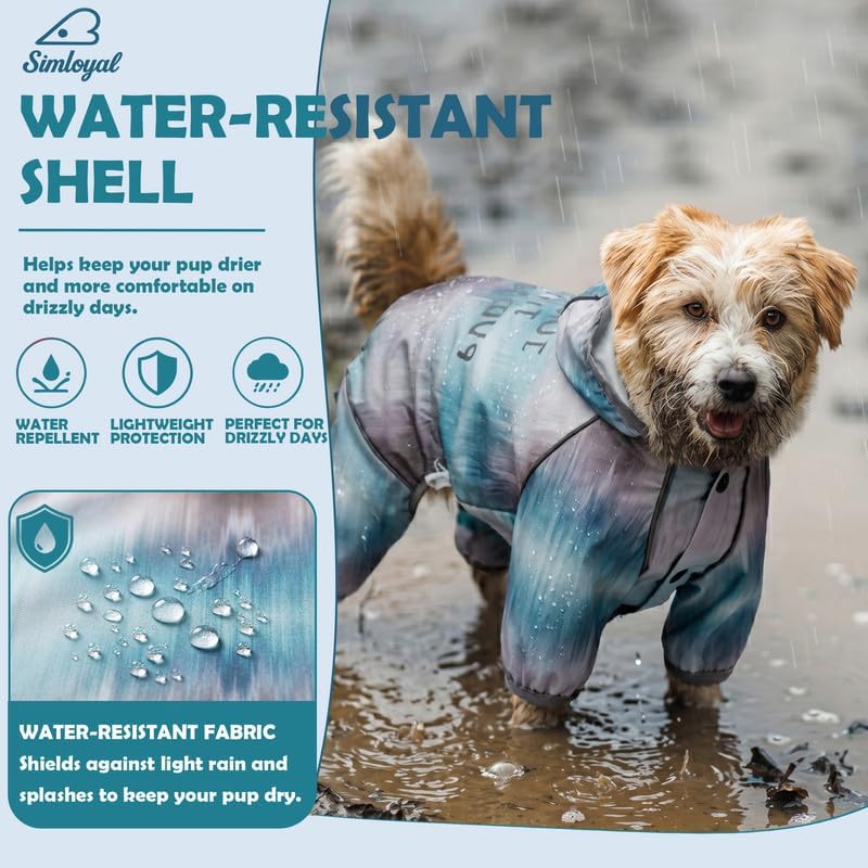 Dog Raincoat, Waterproof Full Coverage Softshell Jacket, Outdoor Jacket for Small Dogs, Glacier Blue Size XS