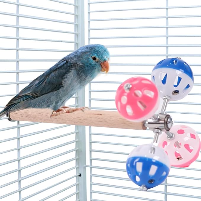Bird Stand Perch Toy with Rotating Balls, Parakeet Stand Perch Toy - Image 3