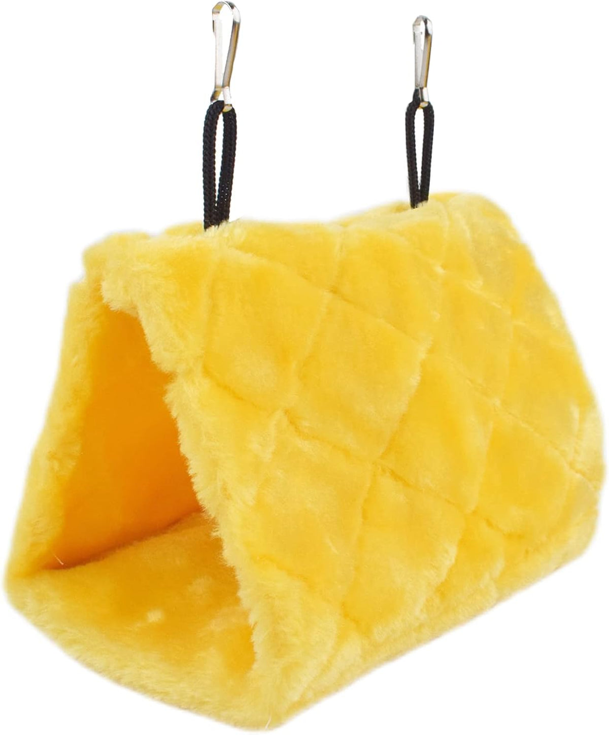 Pet Bird Nest Hammock Hanging Cave Cage Plush Snuggle Happy Hut Tent Bed, Yellow (Medium (9"x 5.31"x 6.3"))