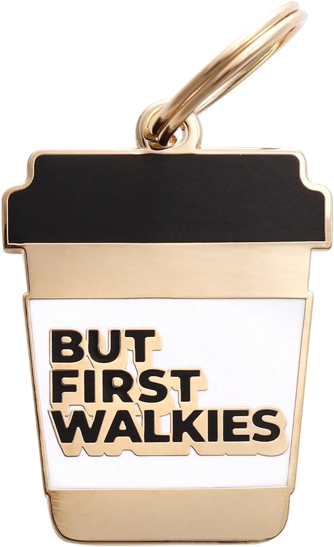 Two Tails Pet Company Personalized 'But First Walkies' Pet ID Tag & Collar Charm by TwoTailsPetCompany