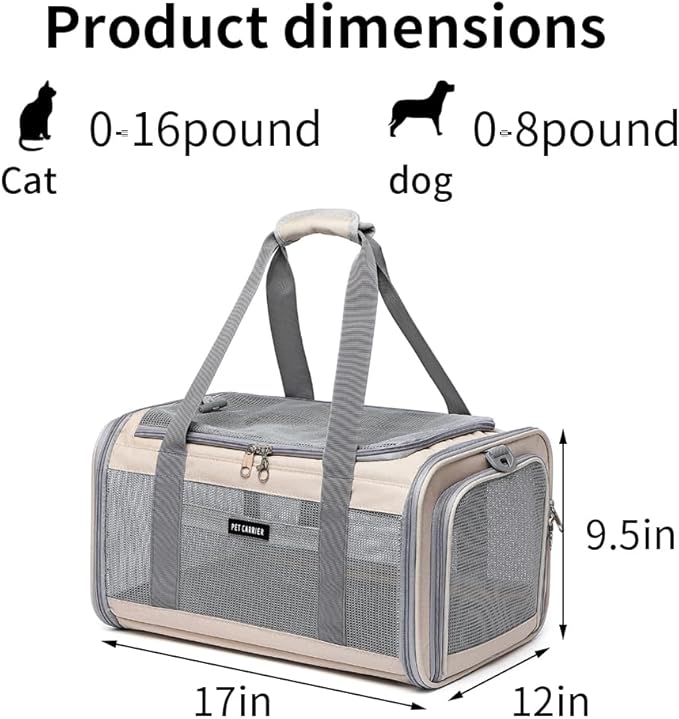 Airline Approved Pet Carrier for Cats and Small Dogs, Breathable and - Image 2