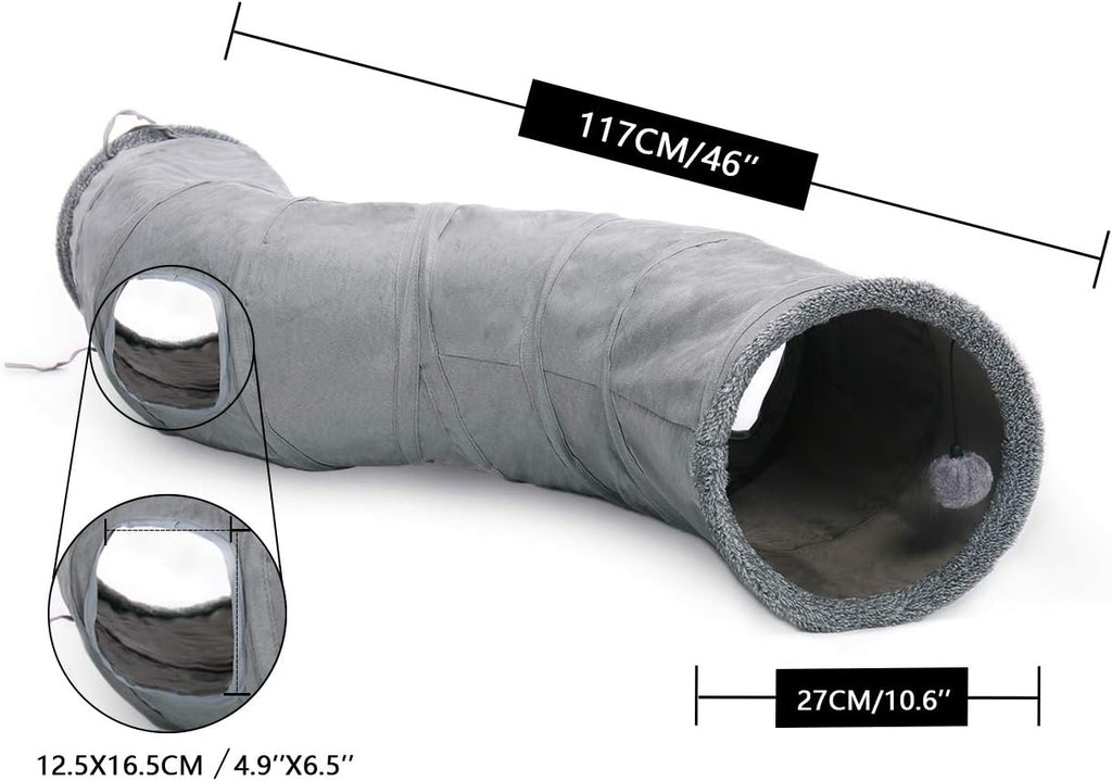 PAWZ Road Cat Scratching Post Bed Bundle with PAWZ Road Cat Tunnel Collapsible S Shape 10.5 Inches in Diameter