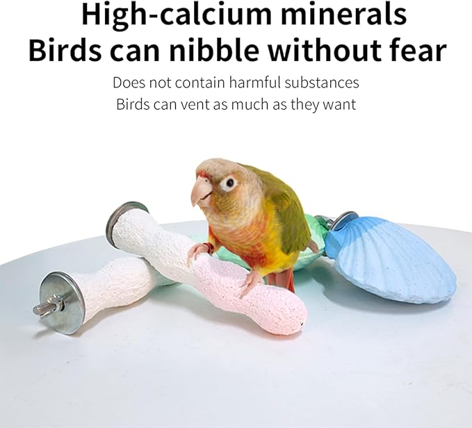 Bird Perches for Cage, Abrasive Surface High Calcium Mineral Parrot Perch Stand - Image 4