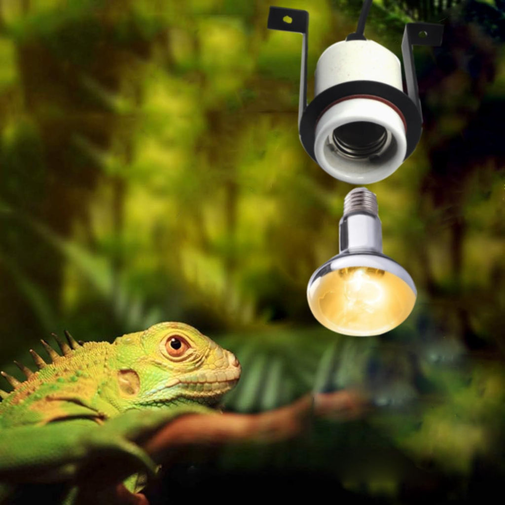 2-Pack Reptile Ceramic Heat Lamp Holder Pet Heater Bracket Reptile Light Fixture for Heat Lamp Bulb Terrariums Habitat Lizard Tortoise(Bulb Not Included)