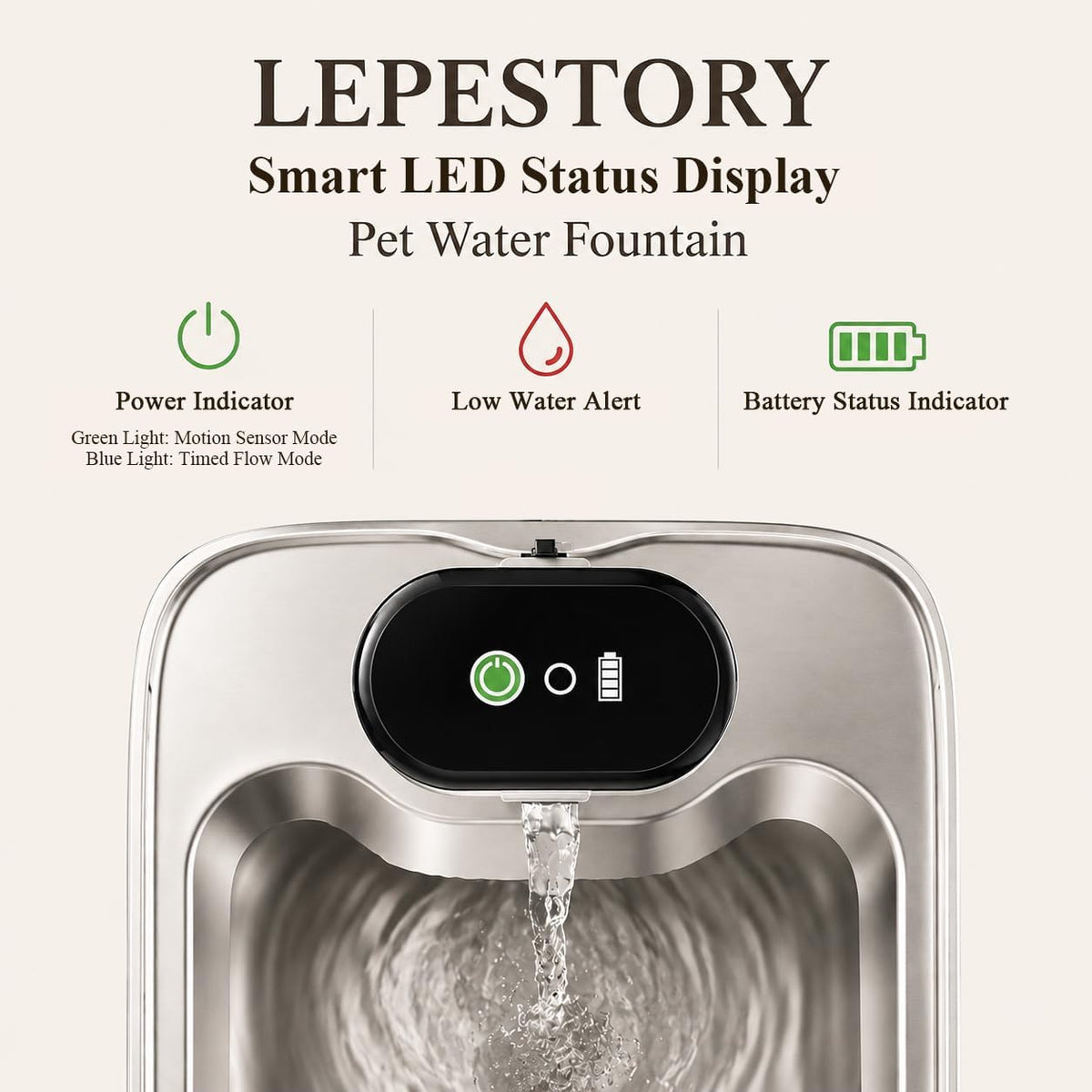 4.2L Wireless & Pumpless Cat Water Fountain w/Motion Sensor 147oz