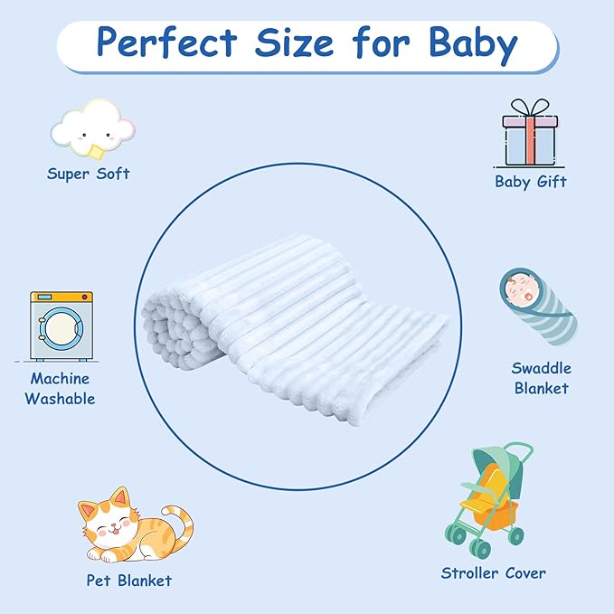 Soft Fleece Baby Blanket Ultra Cozy Blue Baby Blankets - Image 7