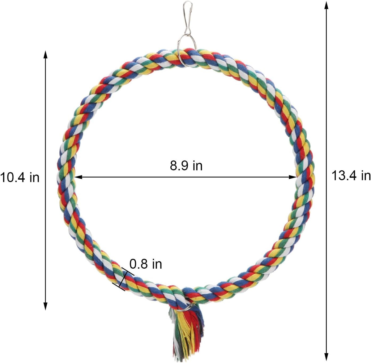 Wontee Bird Swing Colorful Rope Perch Climbing Toy for Parrots (M 10.4inch)