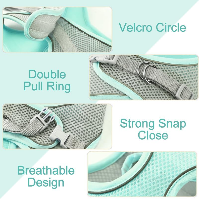 Cat Harness and Leash Set Soft Adjustable Escape Proof Cat Leash Breathable Comfortable Vest Easy to Wear Kitten/Small Dogs Harness for Outdoor Walking Green l