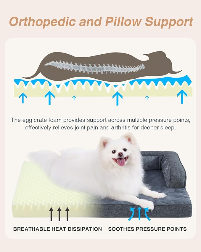 KSIIA Washable Dog Bed Medium Size Senior Dog, Orthopedic Warm Soft Pet Sofa - Image 2