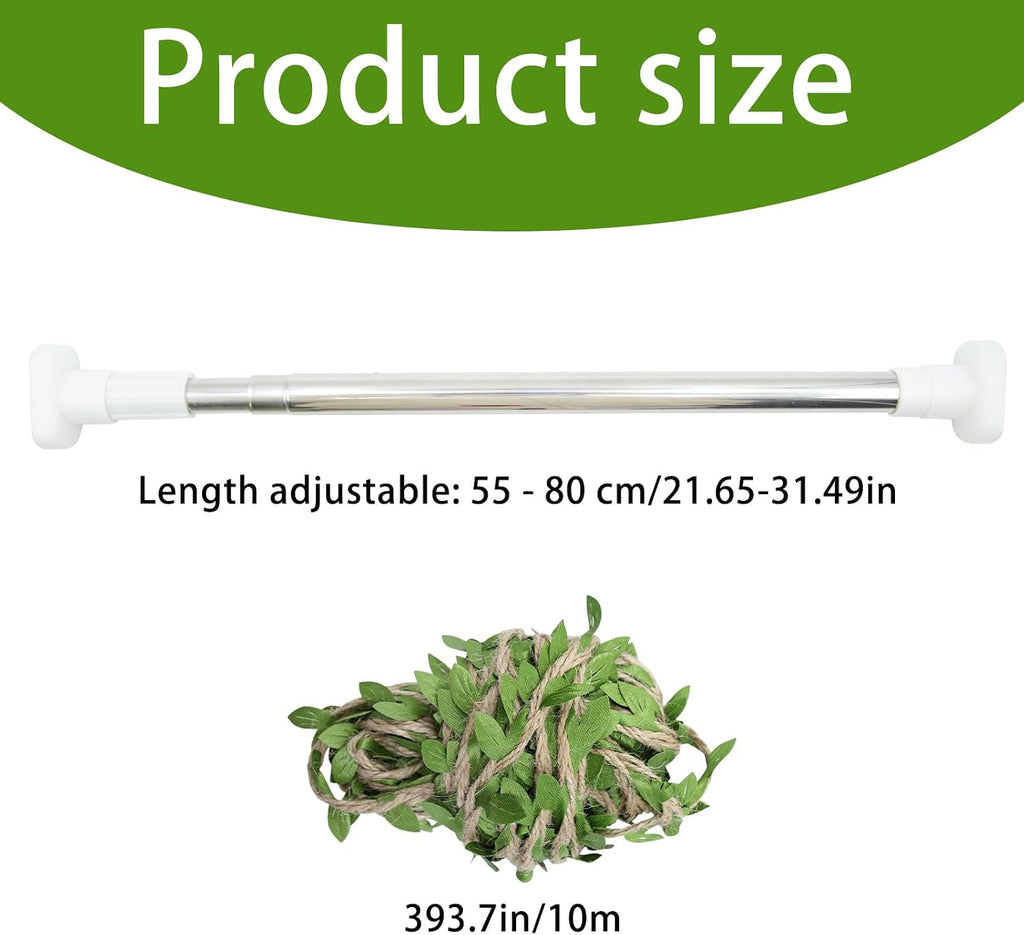Snake Enclosure Accessories, Adjustable Metal Climbing Stick with Decoration Rope, Snake Enrichment Toys, Ball Python Tank Accessories, Climbing Branch for Small Reptile