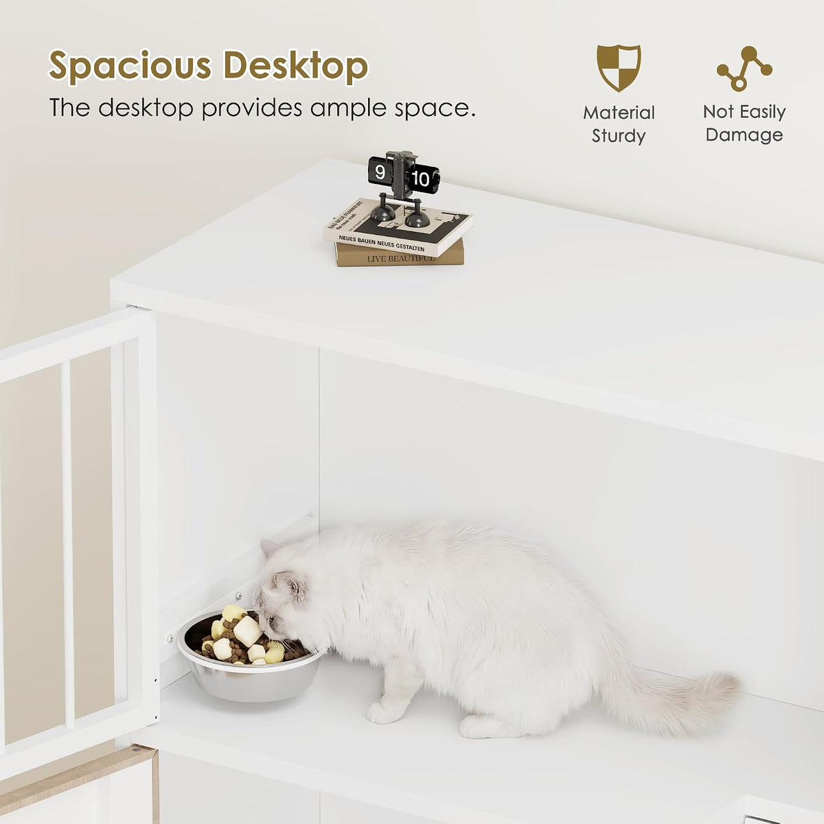 Metal Cat Feeding Station, Dog Proof Cat Feeding Station, Pet Food Storage