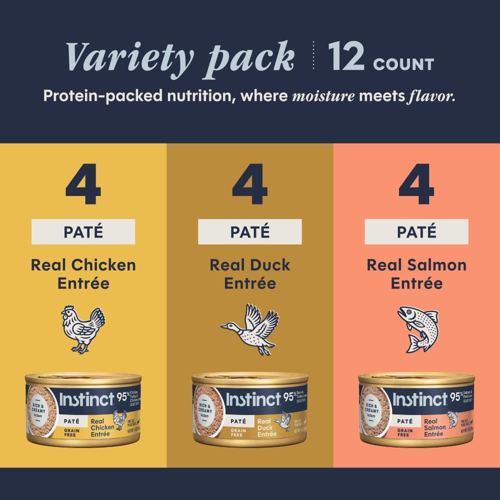 Instinct Original Grain Free Recipe Variety Pack Natural Wet Canned Cat Food by Nature's Variety, 3 Ounce (Pack of 12)