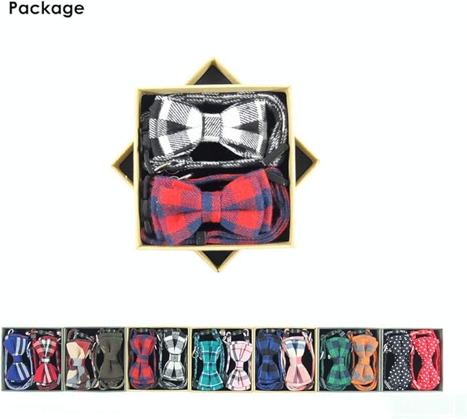 Cat Collar Breakaway with Bell and Bow Tie, Plaid Design Adjustable Safety - Image 2