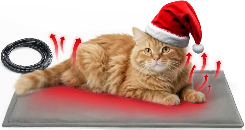 Cat Heating Pad for Bed Wamming: Electric 21.65"x13.77" Heated Cozy Mat with Removable Washable Cover Indoor Pet House Pillow Blanket for Puppy Kitty Nap Winter Reliefwith Auto Temperature Adjustment